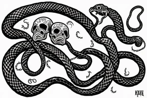 Skull with snake in it and the knife tattoo idea