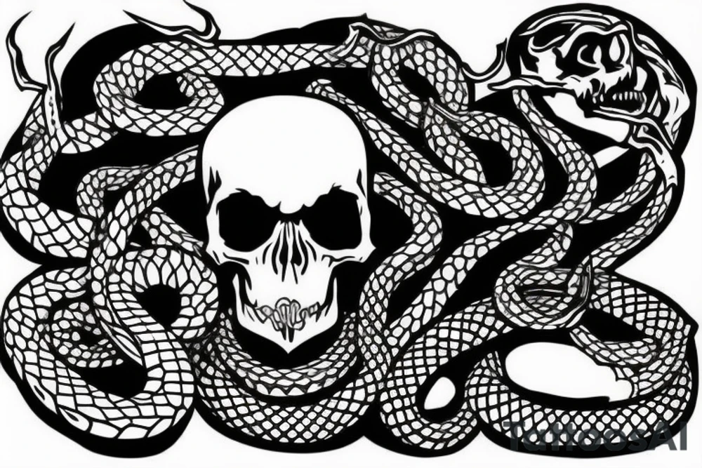 Skull with snake in it and the knife tattoo idea Skull with snake in it and the knife tattoo idea