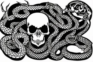 Skull with snake in it and the knife tattoo idea