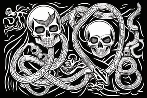 Skull with snake in it and the knife tattoo idea