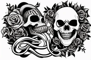 Skull with snake in it and the knife tattoo idea