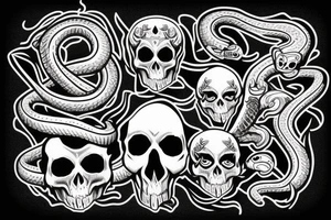 Skull with snake in it and the knife tattoo idea