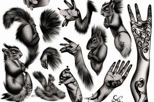 the squirrel from the lines goes down the arm to the palm tattoo idea