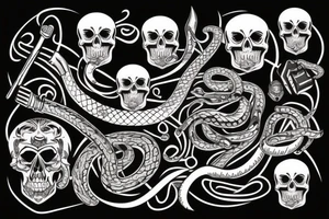 Skull with snake in it and the knife tattoo idea