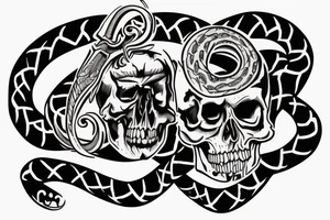 Skull with snake in it and the knife tattoo idea