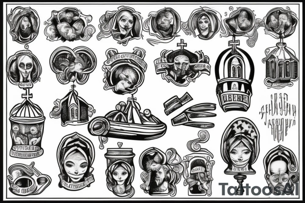 Burning Ukrainian church tattoo idea