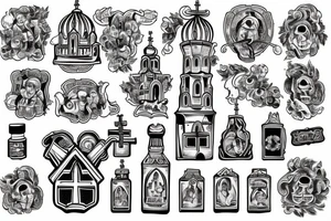 Burning Ukrainian church tattoo idea