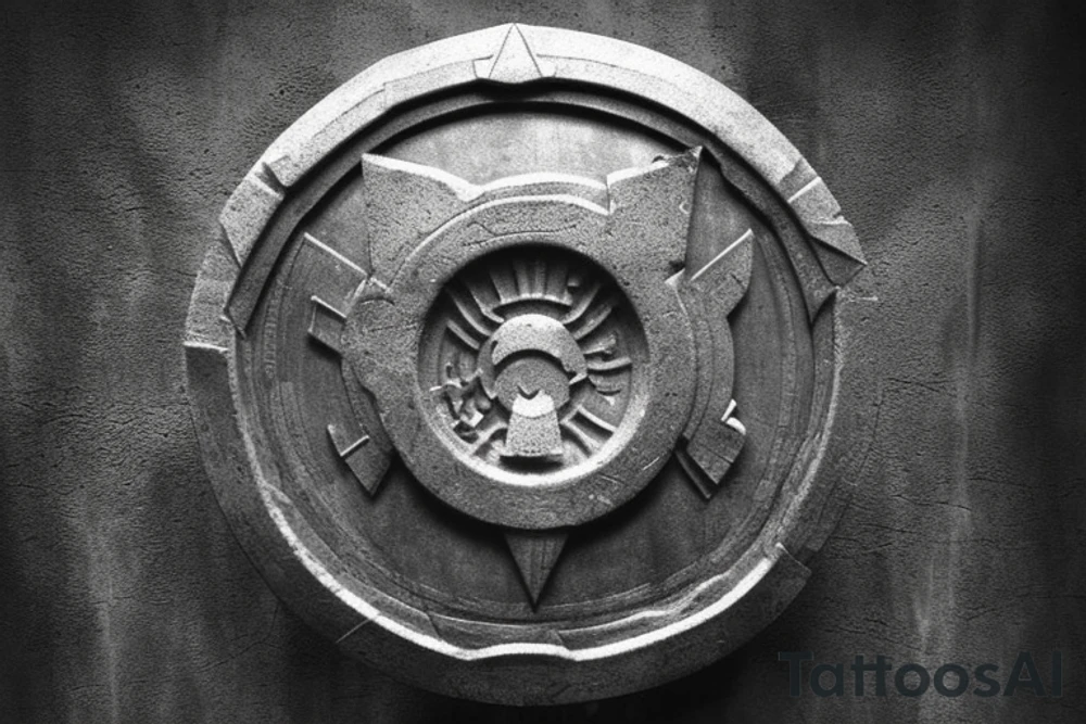 1. I envision a Spartan shield, with tremendous details of dark and grey realism and shadowing to create depth and heft (weight). 

2. The shield has alot of impact blows from previous combat (dents) -- it went through many battles.

3. In the shield, there are also holes (can be seen in pictures) from previous arrow hits.

4. In the shield, some arrows are still stuck inside. 2/3 are broken from impact so they are not whole. The arrowhead is stuck in the metal shield, but splintered wood in great detail is at the other side (broken)

5. Lastly, there are also 1/2 arrows that are still not broken (whole). I want the art to show their unique Persian metal shape.

6. One of the arrows that is still whole with the feathers on it's end is going is inked from chest to the V shape of neck shirts (so if I wear polo shirt or buttons shirt and first two buttons are open, you can see the very end of the arrow's feathers. tattoo idea