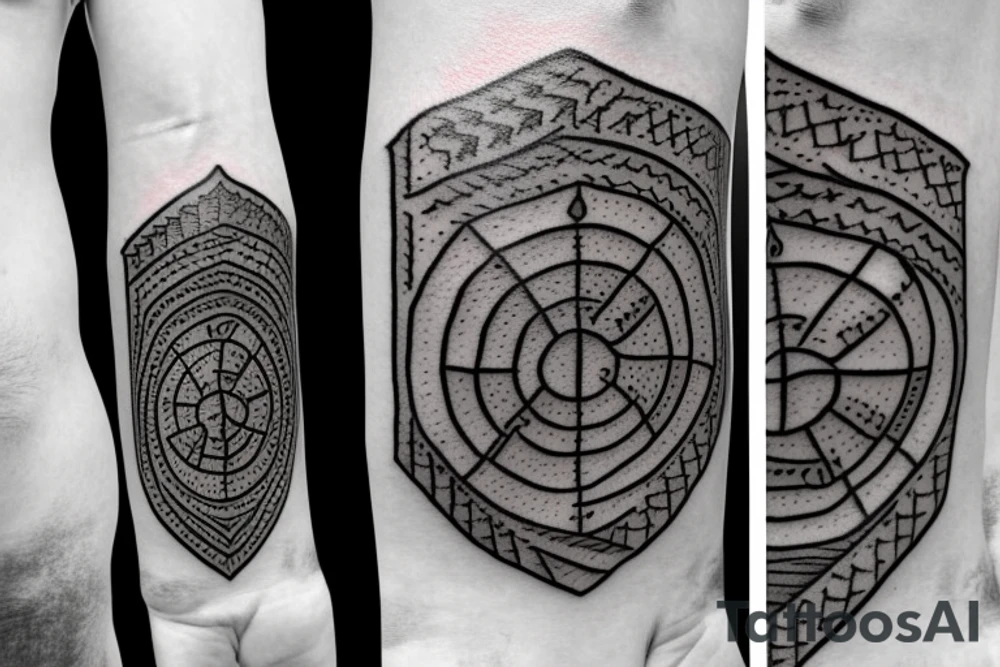 spartan shield with Persian arrows tattoo idea
