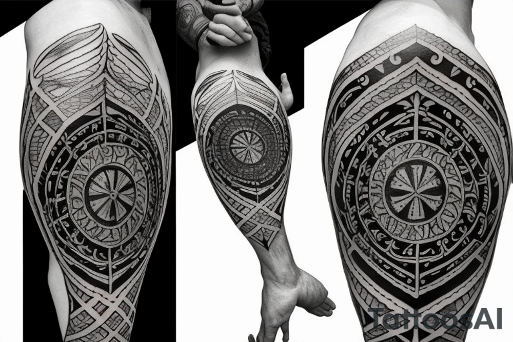spartan shield with Persian arrows tattoo idea