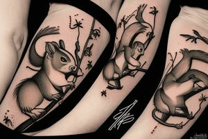 the squirrel from the lines goes down the arm to the palm tattoo idea