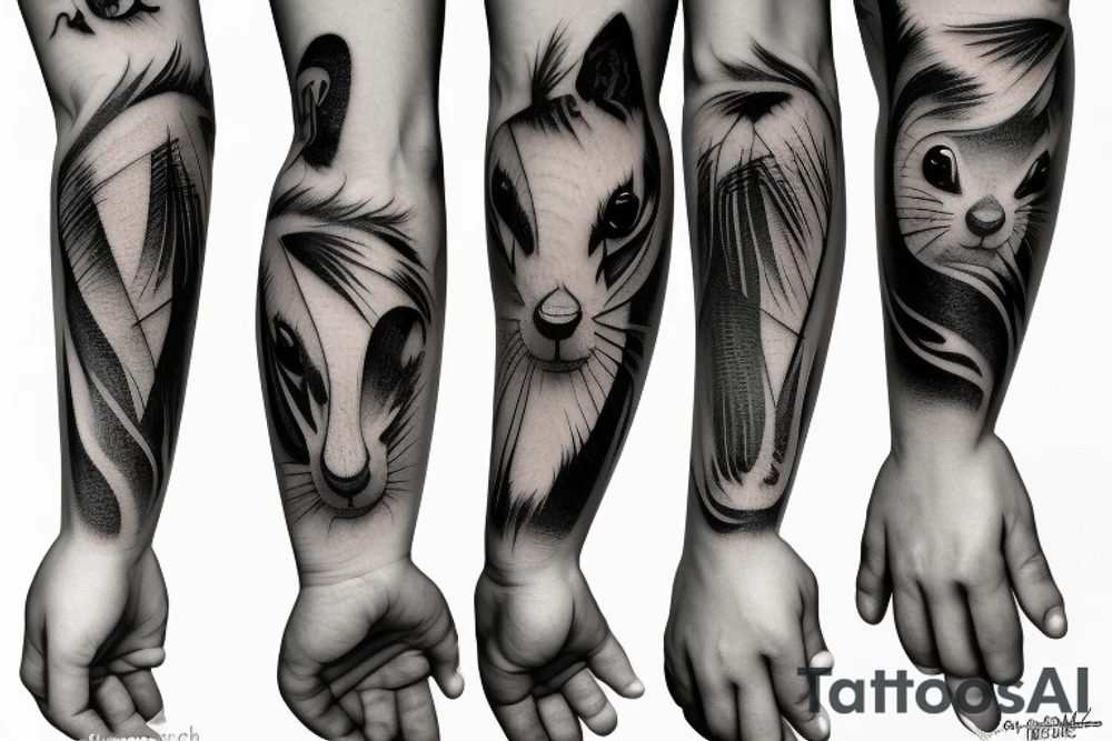 the squirrel from the lines goes down the arm to the palm tattoo idea