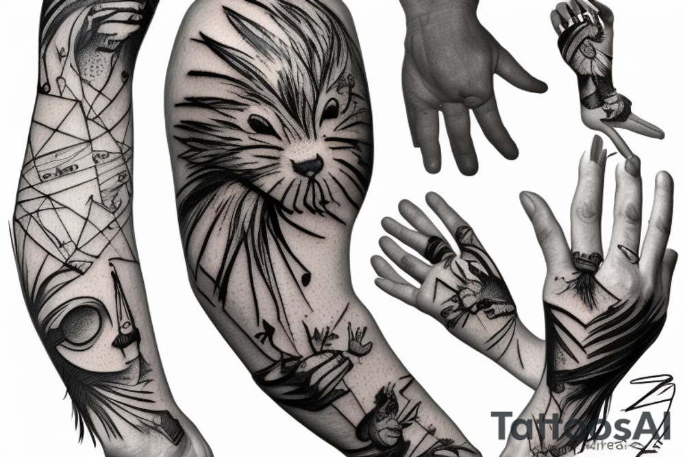the squirrel from the lines goes down the arm to the palm tattoo idea