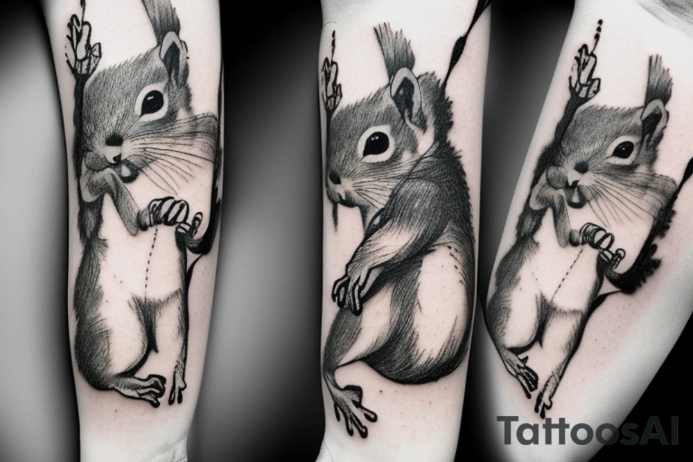 the squirrel from the lines goes down the arm to the palm tattoo idea