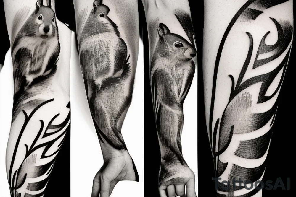 the squirrel from the lines goes down the arm to the palm tattoo idea
