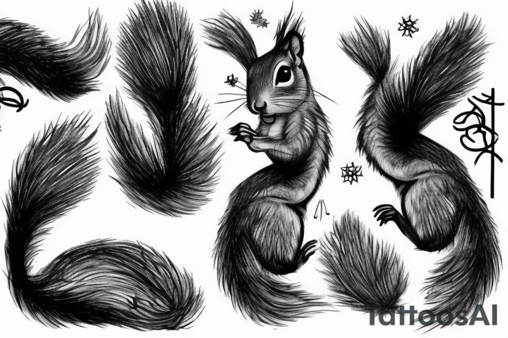 the squirrel from the lines goes down the arm to the palm tattoo idea