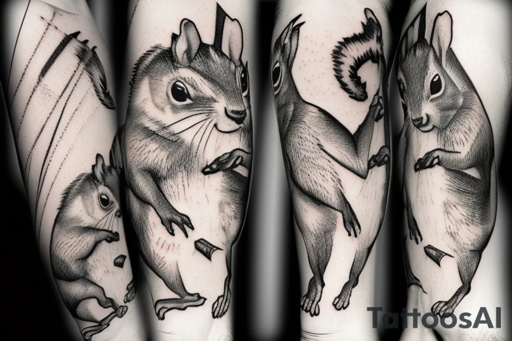 the squirrel from the lines goes down the arm to the palm tattoo idea