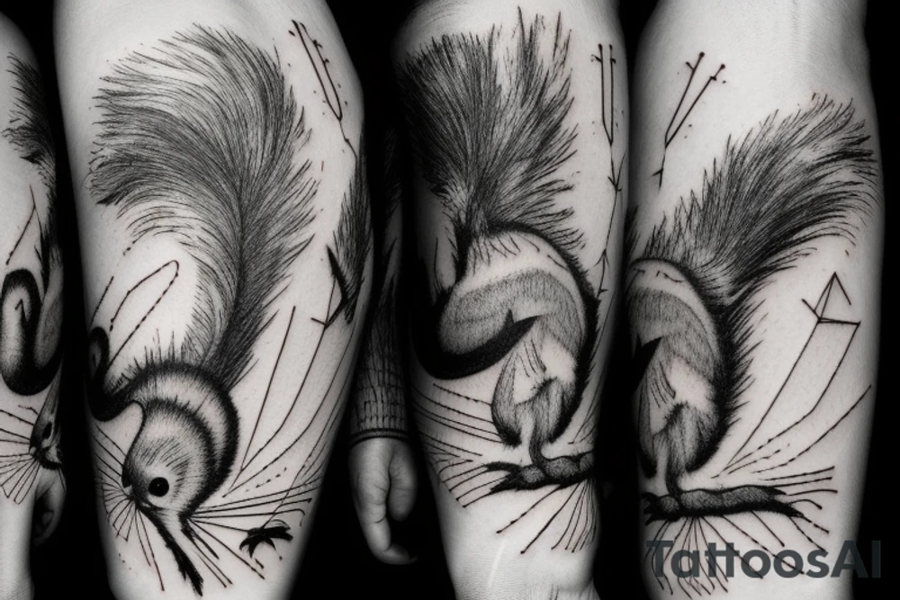 the squirrel from the lines goes down the arm to the palm tattoo idea