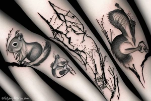 the squirrel from the lines goes down the arm to the palm tattoo idea