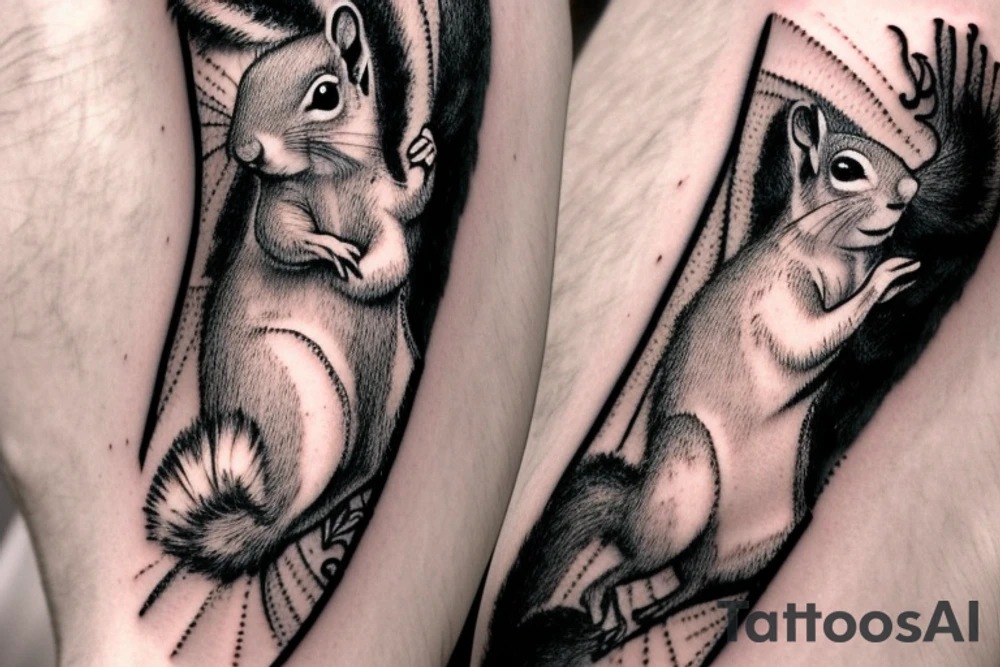 the squirrel from the lines goes down the arm to the palm tattoo idea