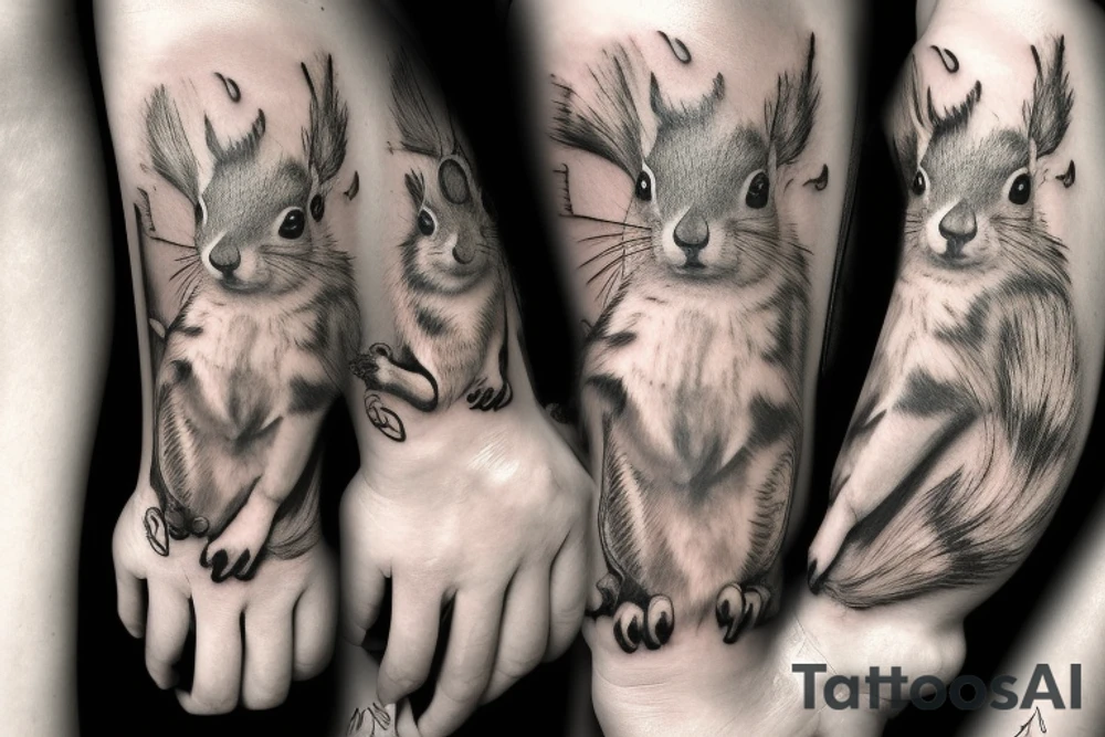 the squirrel from the lines goes down the arm to the palm tattoo idea
