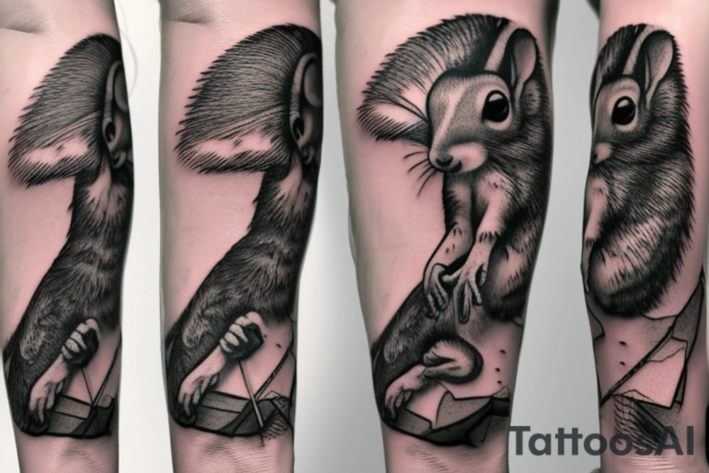 the squirrel from the lines goes down the arm to the palm tattoo idea