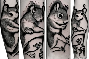 the squirrel from the lines goes down the arm to the palm tattoo idea