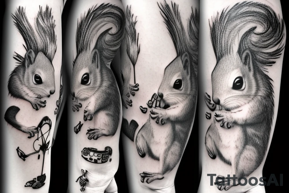 the squirrel from the lines goes down the arm to the palm tattoo idea