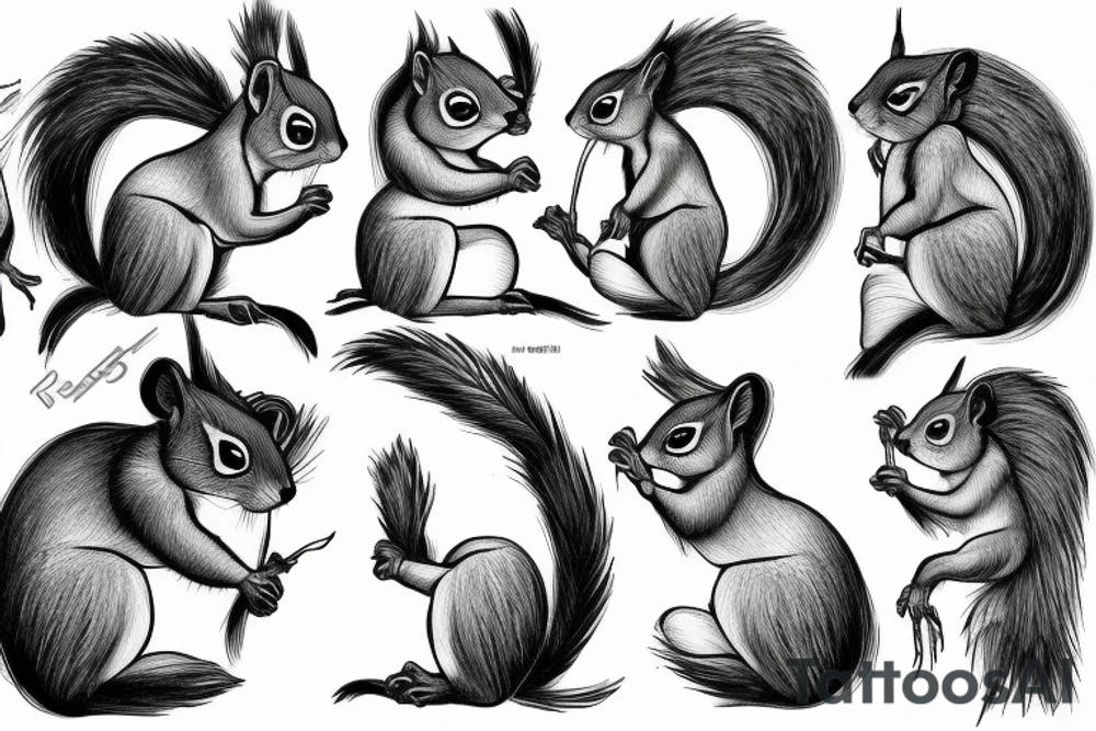 the lines in the trable style have outlines similar to a squirrel that descends down the arm to the palm tattoo idea