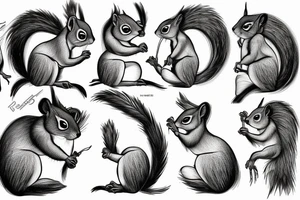 the lines in the trable style have outlines similar to a squirrel that descends down the arm to the palm tattoo idea
