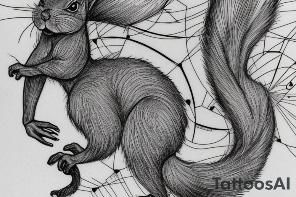 the lines in the trable style have outlines similar to a squirrel that descends down the arm to the palm tattoo idea