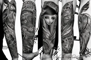 the lines in the trable style have outlines similar to a squirrel that descends down tattoo idea