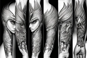 the lines in the trable style have outlines similar to a squirrel that descends down tattoo idea
