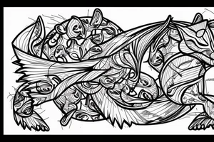 the lines in the trable style have outlines similar to a squirrel that descends down tattoo idea