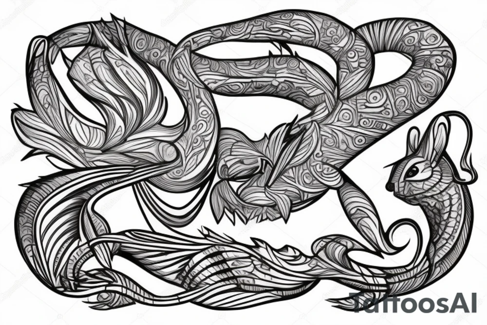 the lines in the trable style have outlines similar to a squirrel that descends down tattoo idea