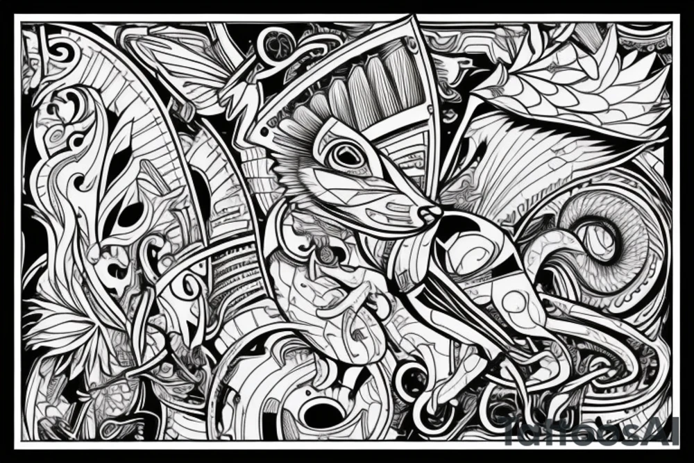 the lines in the trable style have outlines similar to a squirrel that descends down tattoo idea