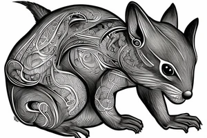 the lines in the trable style have outlines similar to a squirrel that descends down tattoo idea