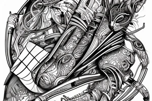 the lines in the trable style are shaped like a squirrel that goes down the arm tattoo idea
