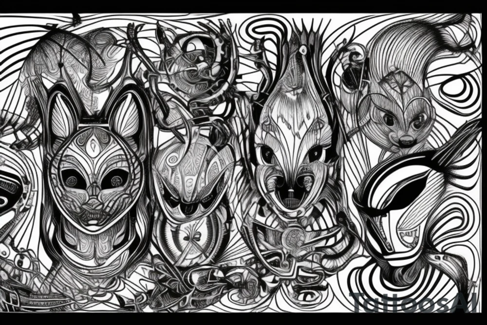 the lines in the trable style are shaped like a squirrel that goes down a tree tattoo idea