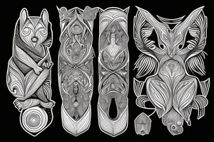 the lines in the trable style are shaped like a squirrel that goes down a tree tattoo idea