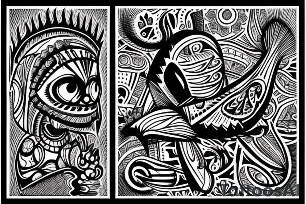 the lines in the trable style are shaped like a squirrel that goes down a tree tattoo idea