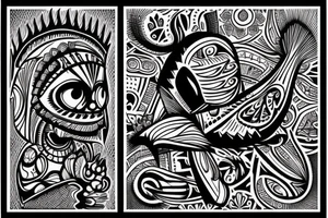 the lines in the trable style are shaped like a squirrel that goes down a tree tattoo idea
