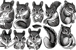 the lines in the trable style are shaped like a squirrel that goes down a tree tattoo idea