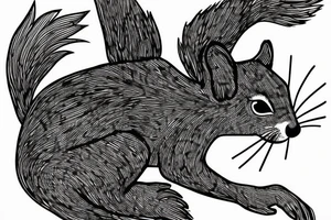 the lines in the trable style are shaped like a squirrel that goes down a tree tattoo idea