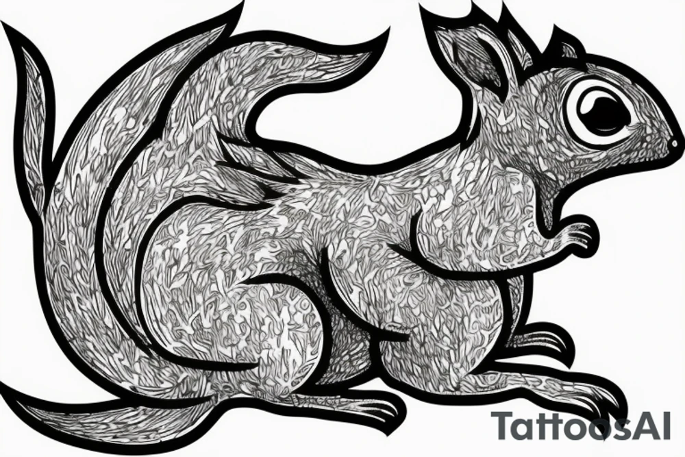 the squirrel which consists of sharp lines in the style of trouble goes down for the nut tattoo idea