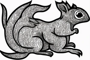 the squirrel which consists of sharp lines in the style of trouble goes down for the nut tattoo idea