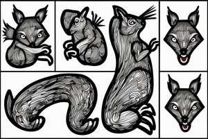 the squirrel which consists of sharp lines in the style of trouble goes down for the nut tattoo idea