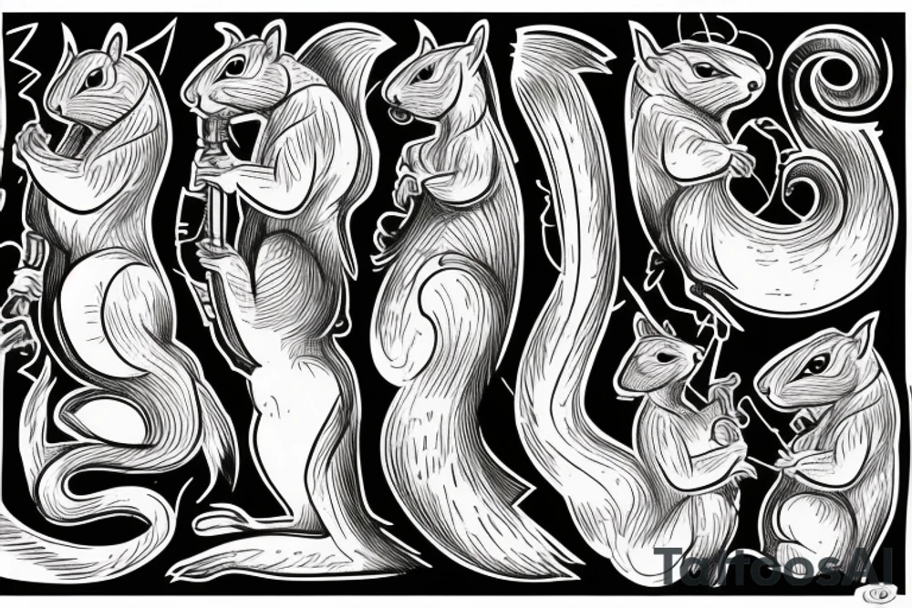 the squirrel which consists of sharp lines in the style of trouble goes down for the nut tattoo idea