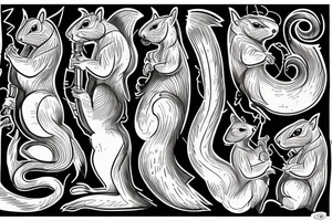 the squirrel which consists of sharp lines in the style of trouble goes down for the nut tattoo idea