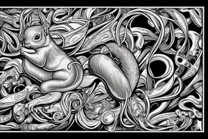 the interlacing of the line in the trable style, the contour resembles a squirrel that goes down for a nut tattoo idea